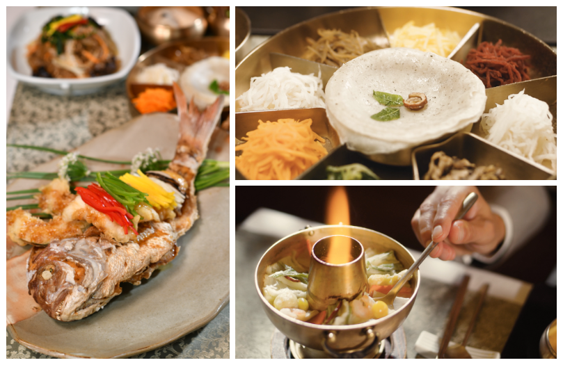 A collage of three images showcasing some of the exquisite dining options at the restaurant